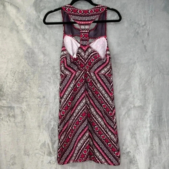 FREE PEOPLE Intimately Womens Chevron Bodycon Mini Dress Keyhole Front Sz L - Picture 4 of 11